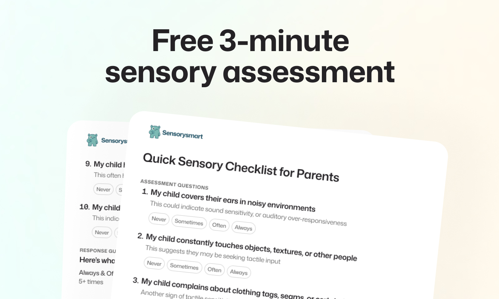 Free sensory assessment quiz