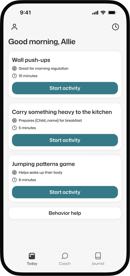Sensorysmart assessment interface